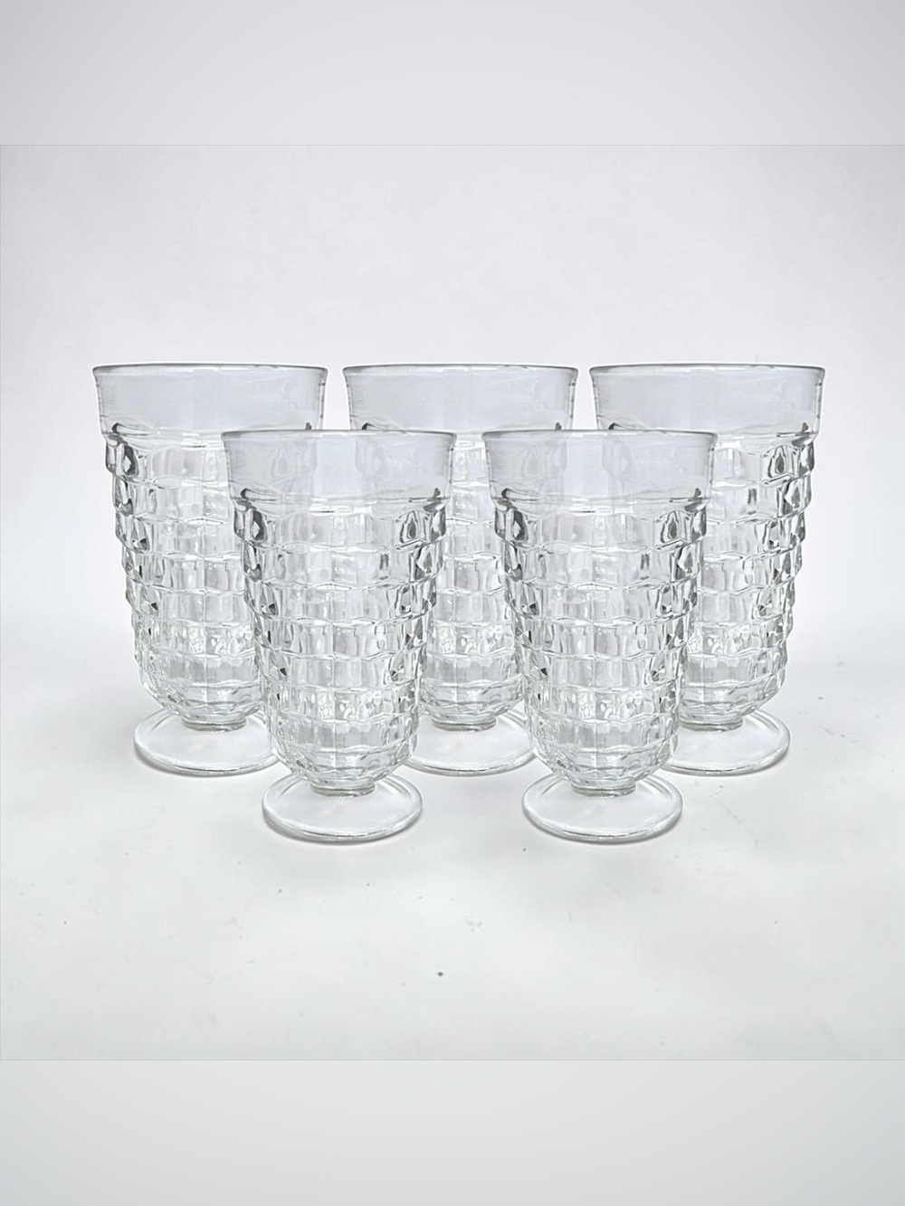 Indiana Glass Colony Whitehall Clear  Footed Glasses, Vintage Set of 5